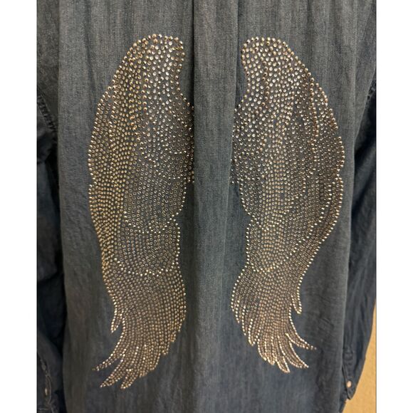 Merona Denim Button Down with Wings/Embellishments-Sz XL - Picture 3 of 13